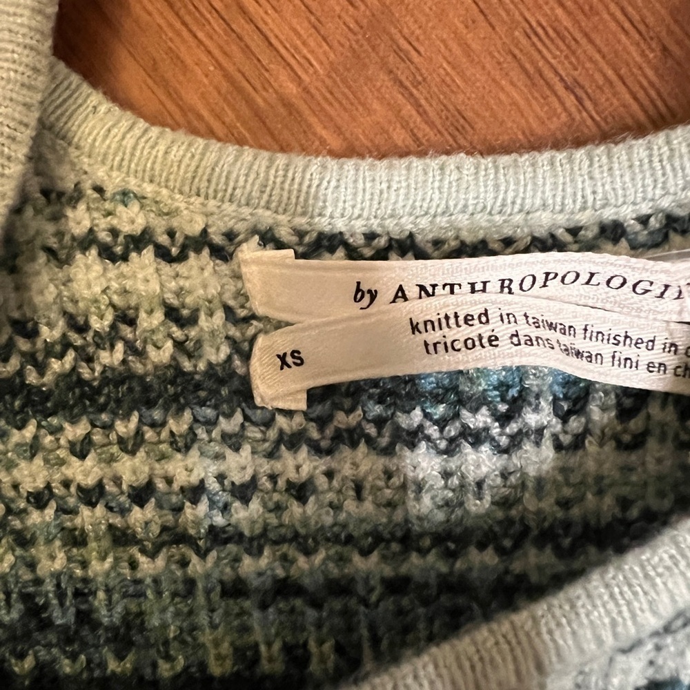 Anthropologie Size XS Midi Dress Multicolor Space-Dyed Scoop Neck Knit Striped - Picture 7 of 7